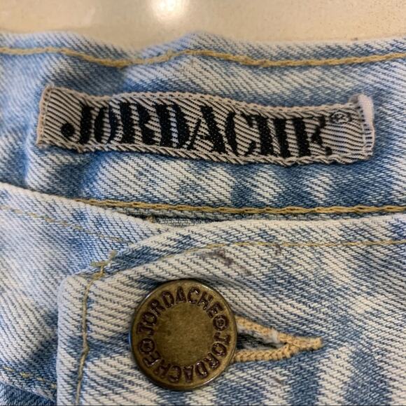 Vintage 80s 90s Jordache Pleated High Waist Acid Wash Mom Jean Shorts Jorts 10 - Picture 3 of 6